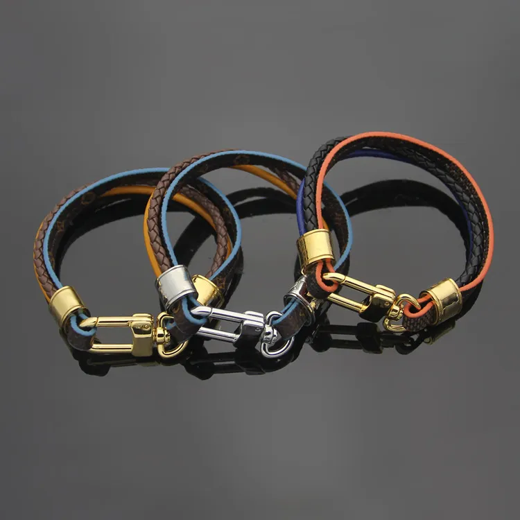 Hebilla de cuero en V, pulsera de cuero a cuadros con patrón de café, pulsera de cuerda de cuero tejida para parejas, joyería de diseñador para hombres y mujeres BYU7