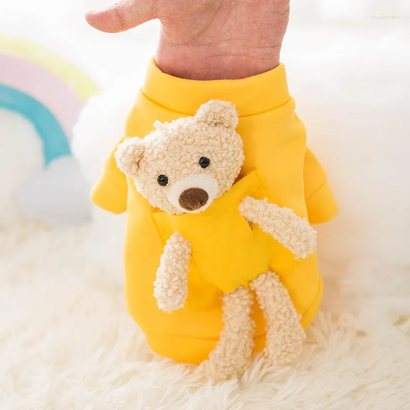 Vêtements pour chiens Sweat à capuche d'ours en peluche Vêtements chauds d'hiver Année Pull pour animaux de compagnie Chiot Cadeau d'anniversaire à deux pattes Suppli