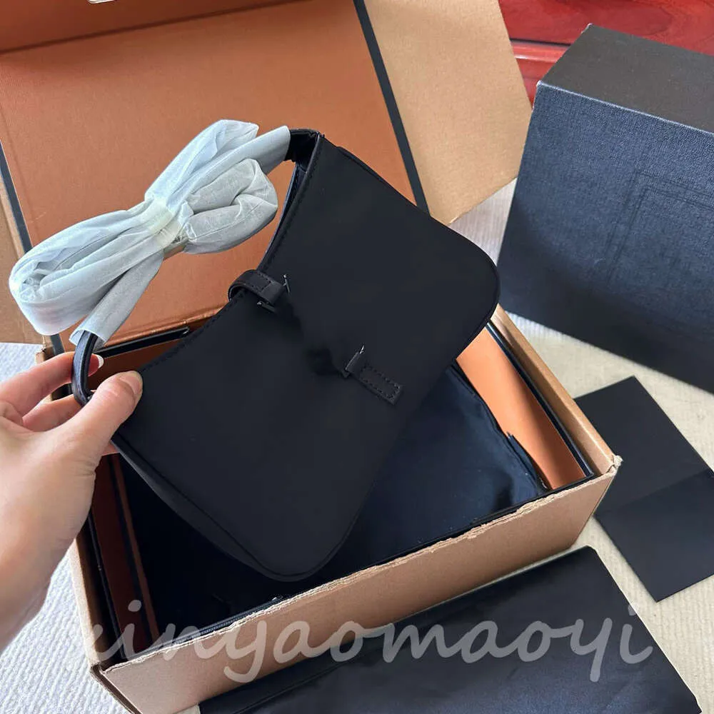 YS Elegante bolsa de cetim preta para axilas, bolsa de náilon feminina, bolsa de grande capacidade, sacola, bolsa de ombro, bolsa crossbody, elegante e simples, bolsa elegante, bolsa de grife 104779