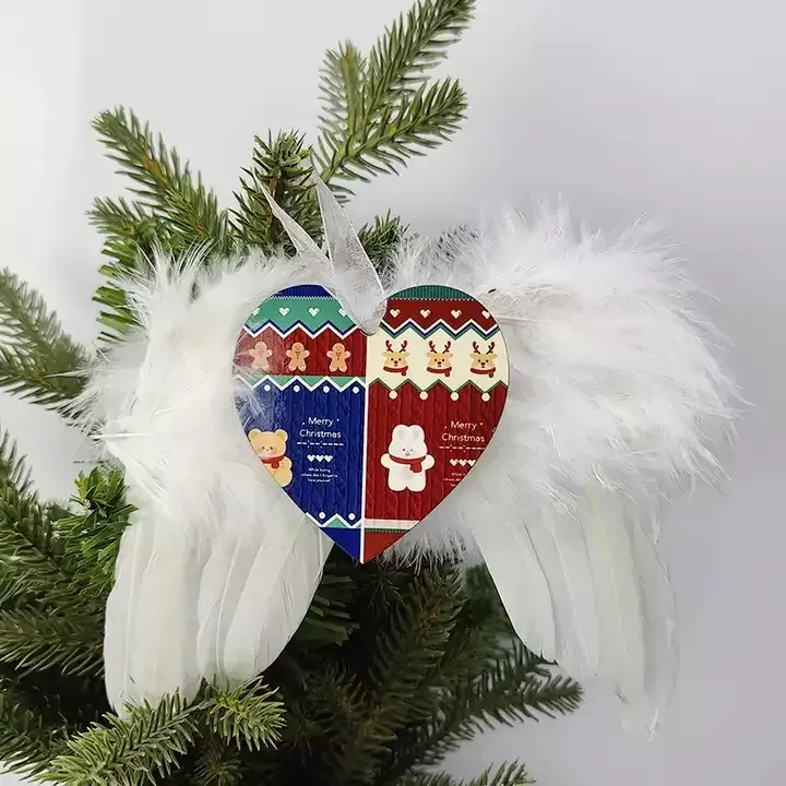 New Feather wings sublimation ornament Wooden Christmas sublimation blanks angel wings Z11