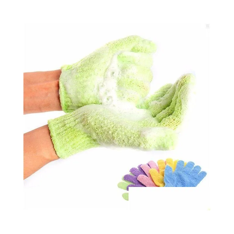 Brosses de bain Éponges Épurateurs Brosses pour Peeling Exfoliant Mitt Gant Douche Gommage Gants Résistance Corps Mas Éponge Lavage Ski Dhkml