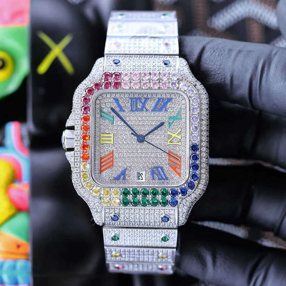 DLVX Wristwatch Diamond Watch حركة ميكانيكية تلقائية الرجال مراقبة سوار مقاوم للماء حافلات الياقوت Wristwatch Stainls الصلب 40 مم wristwatch montrep91t