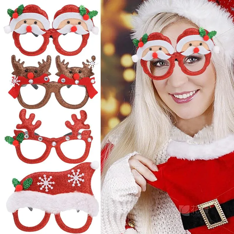 Lunettes de soleil drôles, cadre de lunettes de noël, père noël, arbre de noël en papier, décorations de fête, accessoires Po, cadeaux de noël pour enfants