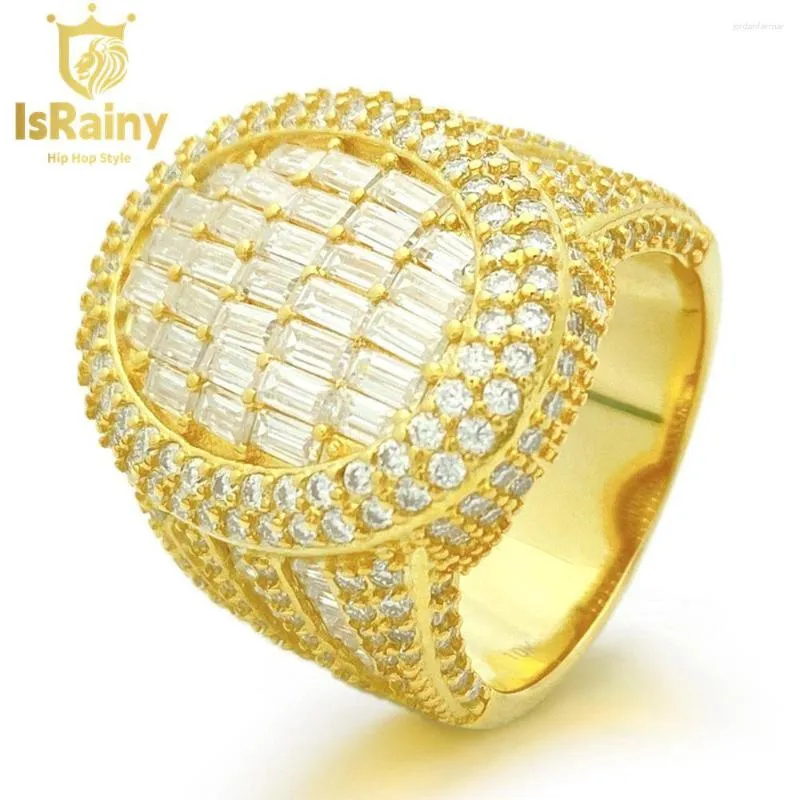 Pierścienie klastra Izraina hip -hop rock 925 srebrny srebrny vvs1 d kolor prawdziwy gra moissanite diamonds pierścień koktajlowy
