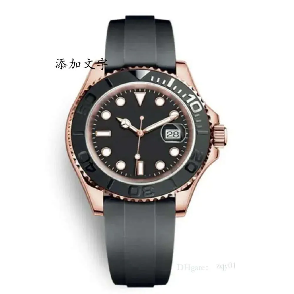 Cinturino per orologio da uomo mm Caucciù Oro rosa Movimento automatico Orologi meccanici in acciaio inossidabile Orologio da polso maschile Master Yacht Wa es