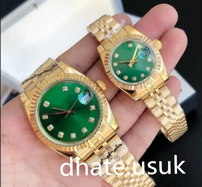 New Watch Classic Yellow Gold Automatic Movement 28/36/41MM Diamond Dial Mens Watches Full Steel Super Luminous LOVERS Women Watch Waterproof Couples Style