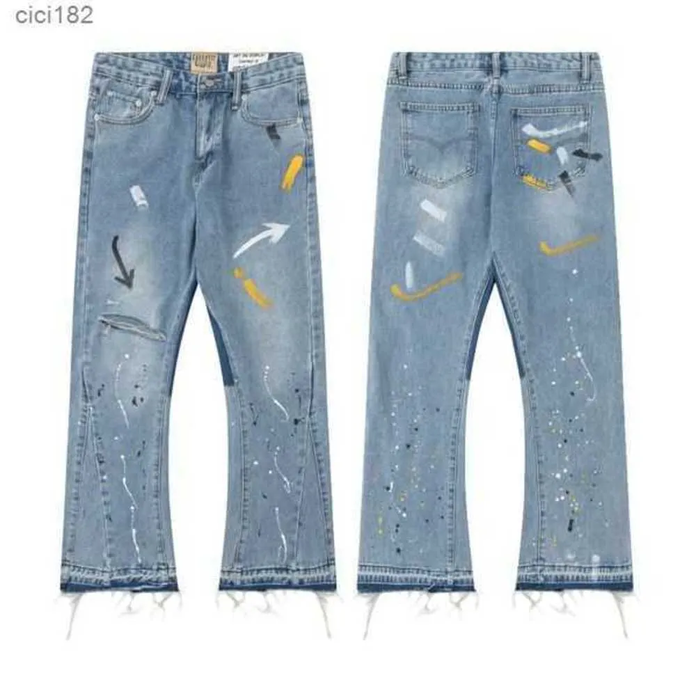 23SS Top Craft jeans pour hommes designer rétro mode haute rue trous cassés jeans peinture à l'huile splash encre pantalonVUAO9362 5PAUD