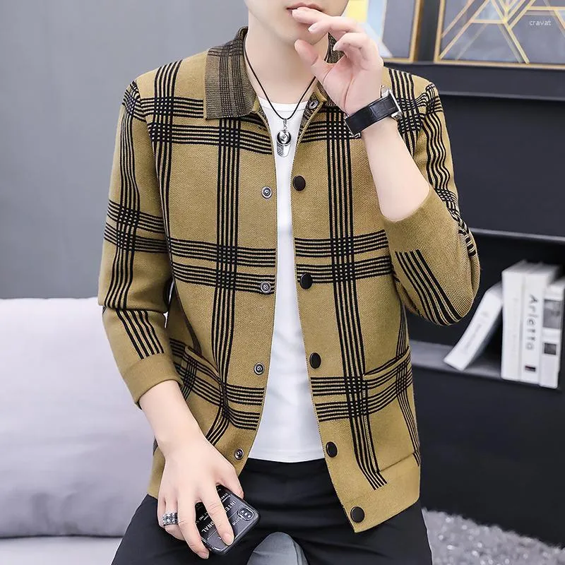 Men's Jackets High End Fashion Trend Spring And Autumn Knitted Cardigan Sweater Jacket Handsome Outerwear Top