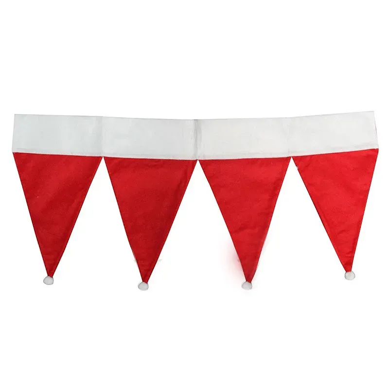 Christmas Curtains Red Christmas Santa Hat Cap Window Valance Curtain Pennant Festival Home Decor Christmas Home Decoration