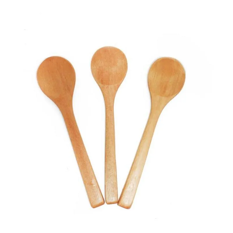 Cuillères écologiques 20 pièces Lot 5 pouces cuillère en bois écologique japon vaisselle soupe cuillère café miel thé tête ronde Spwooden Spoonoo Dhxcn