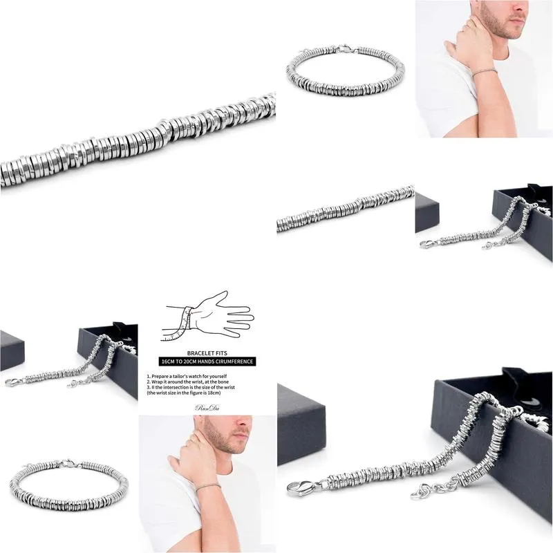 Bangle Runda Mens Mens ze stali nierdzewnej Łańcuch Bransoletki Bransoletki Regulowany rozmiar 22CM Ręcznie robione modne uroki luksusowe marki menu upuść dostawa je dhk8t