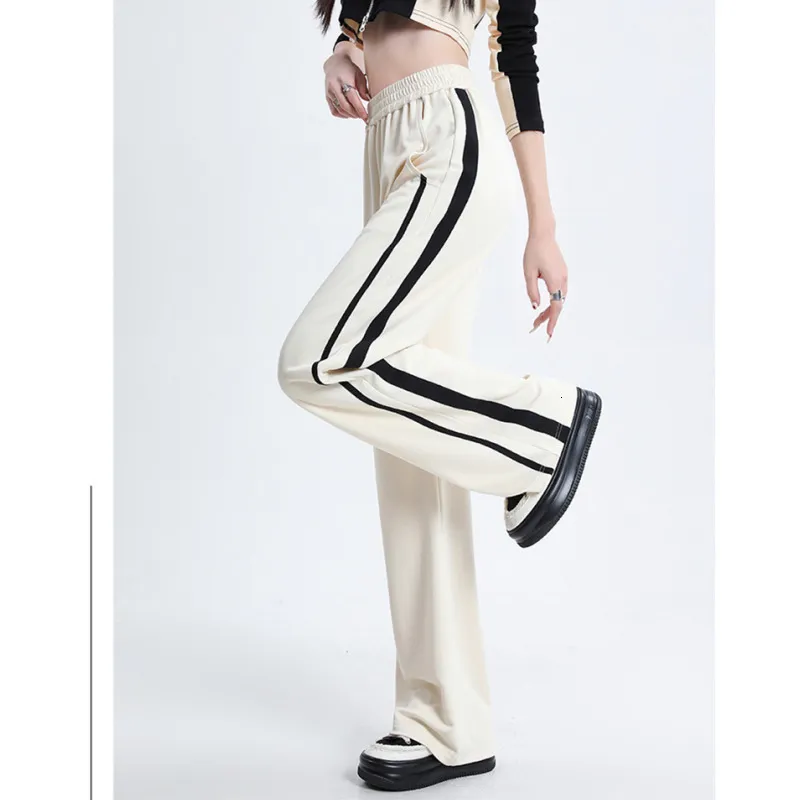 Womens Pants S American Retro High Street Sports Wideleg Pants