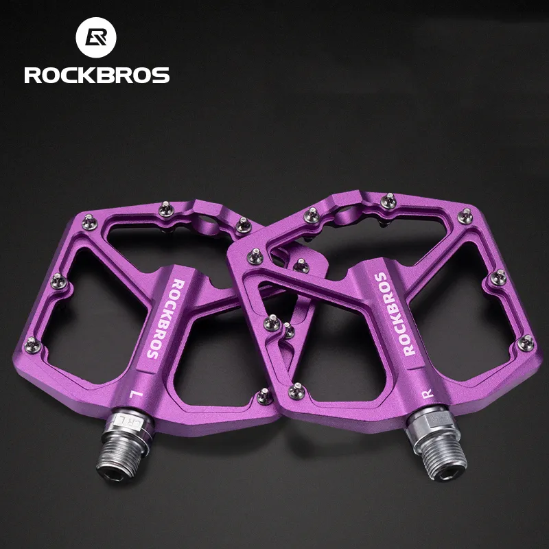 Bike Pedals ROCKBROS Bike Pedals Aluminum Alloy Anti-slip Bicycle Pedals Ultralight Sealed Bearing MTB Road Mountain Cycling Pedal 230906