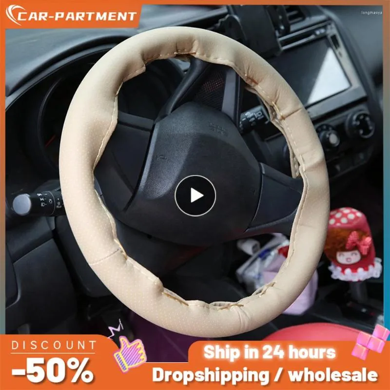 Steering Wheel Covers Car Braid Cover Needles And Thread Artificial Leather Suite 4 Color DIY Texture Soft Auto Interior Accessories