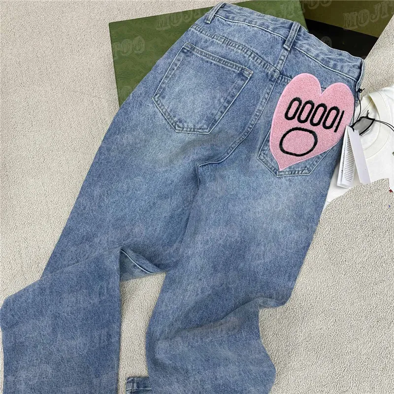 Брюки с вышивкой, джинсы для женщин, дизайнерские брюки с буквенным значком, женские широкие брюки с высокой талией, длинные длинные брюки, одежда