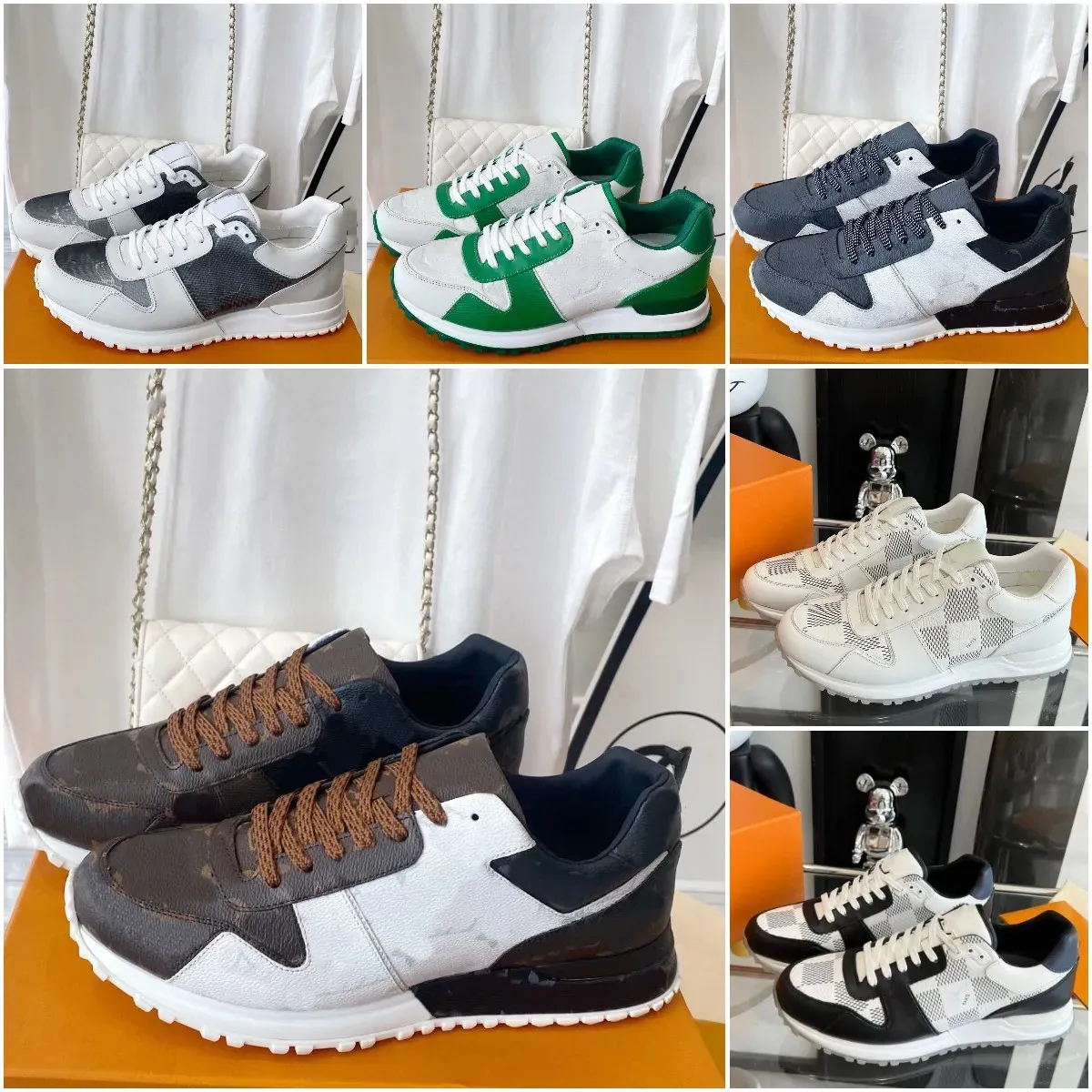 Run Away Sneakers Designer Hommes Chaussures de course classiques Toile en cuir de veau tissu épissage caoutchouc Loisirs chaussures de sport en plein air de haute qualité Taille 39-45