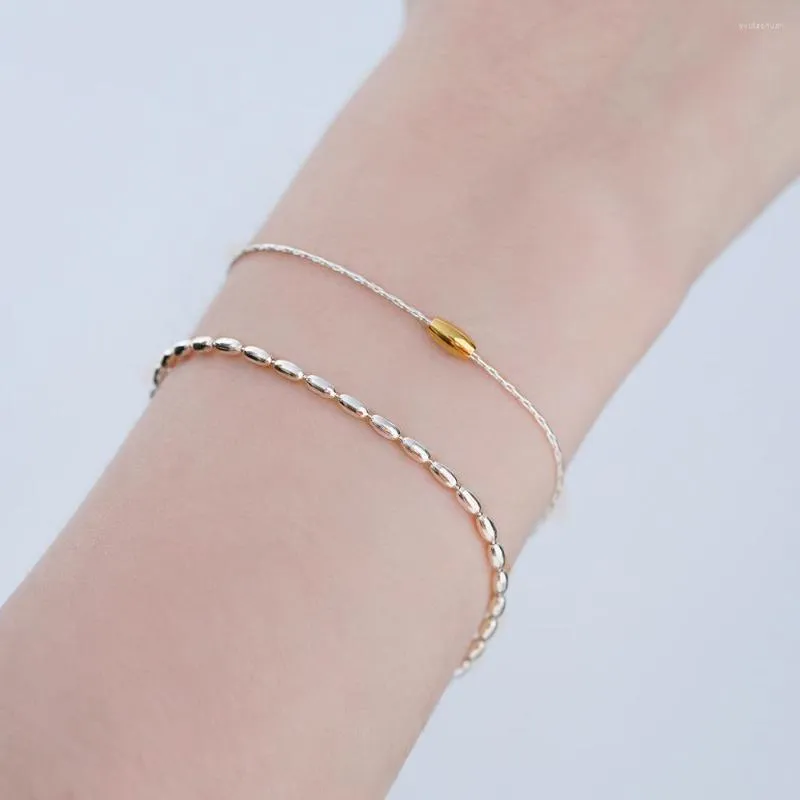 Strand Korean Version Of S925 Sterling Silver Millet Olive Bead Bracelet For Women's Inset Niche Design Minimalist Luxurious And