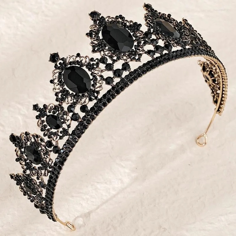 Hårklipp svart strass kristalltiaror och kronor bruddiadema brud huvudbonad prom bröllop krona smycken
