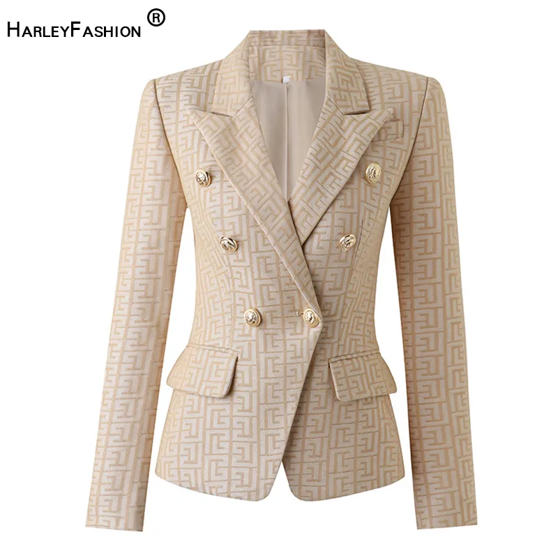 Kombinezony damskie Blazery mieszanki Harleyfashion luksusowy wiosenna kolekcja Texure wzór formalny kurtka Blazer 230906