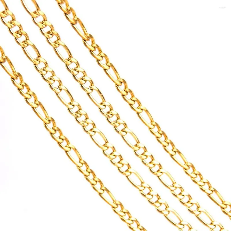 Ketten 3mm dünne Halskette für Frauen Edelstahl Figaro Kette Silber Gold Farbe Curb Link Hohe Qualität