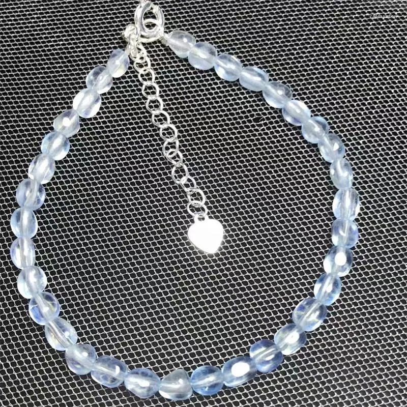 Strand Natural Freeform Aquamarine Bracelet Round Bead Crystal Reiki Healing Stone Fashion Female Jewelry For Women Gift 1pcs