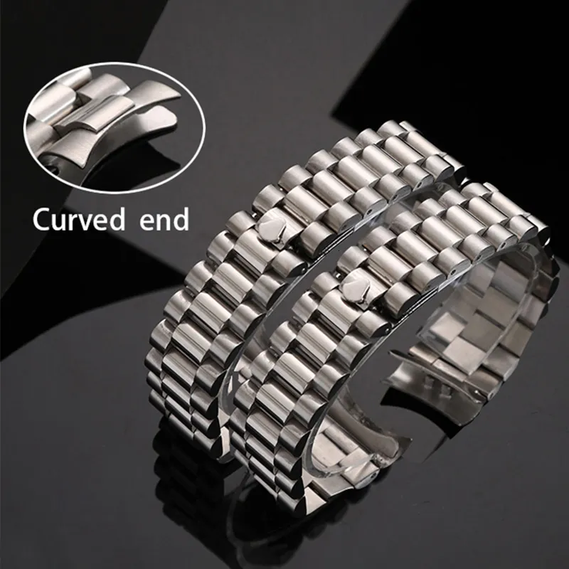 Watch Bands 13 17 20mm Stainless Steel Watch Strap for Rolex Watch for Oyster Perpetual Bracelet Curved End Strap Men Replacement Wristband 230905