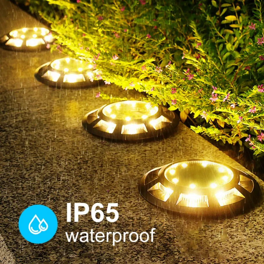 4PCS 16LED Solar Ground Light IP65 Waterproof for Courtyard Path Lawn Park Villa Deck Balcony Walkway Backyard Garden Landscape