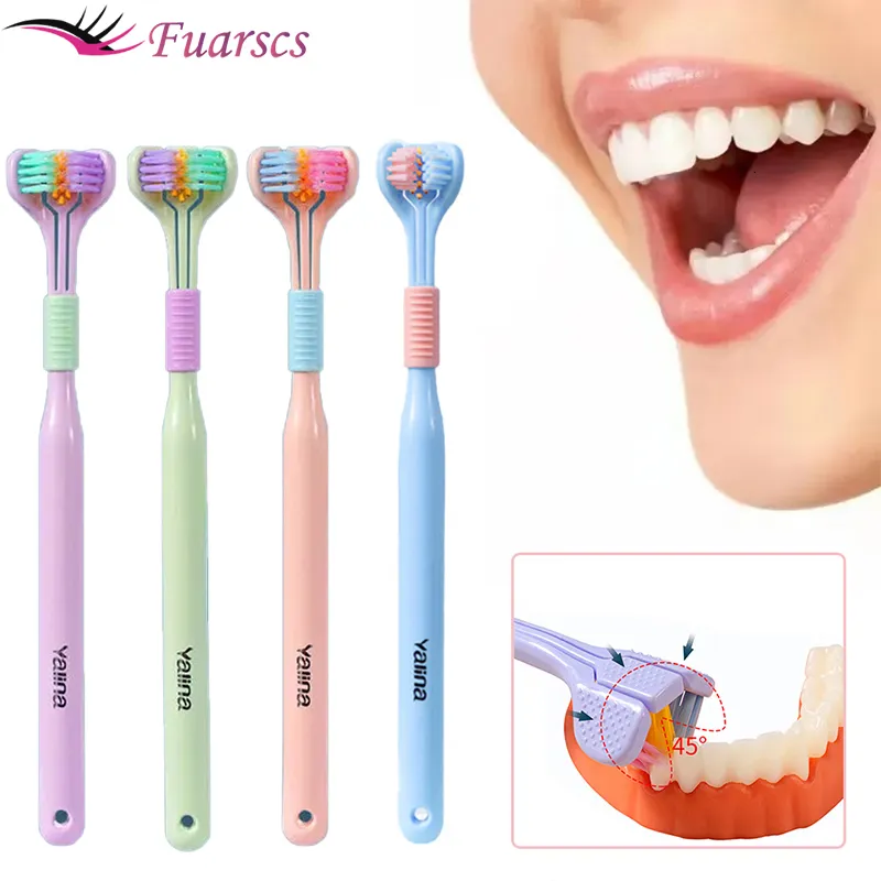 Brosse à dents à trois côtés pour cheveux doux, poils Ultra fins pour adultes, soins buccaux, brosse à dents de sécurité pour la santé Cle 230906