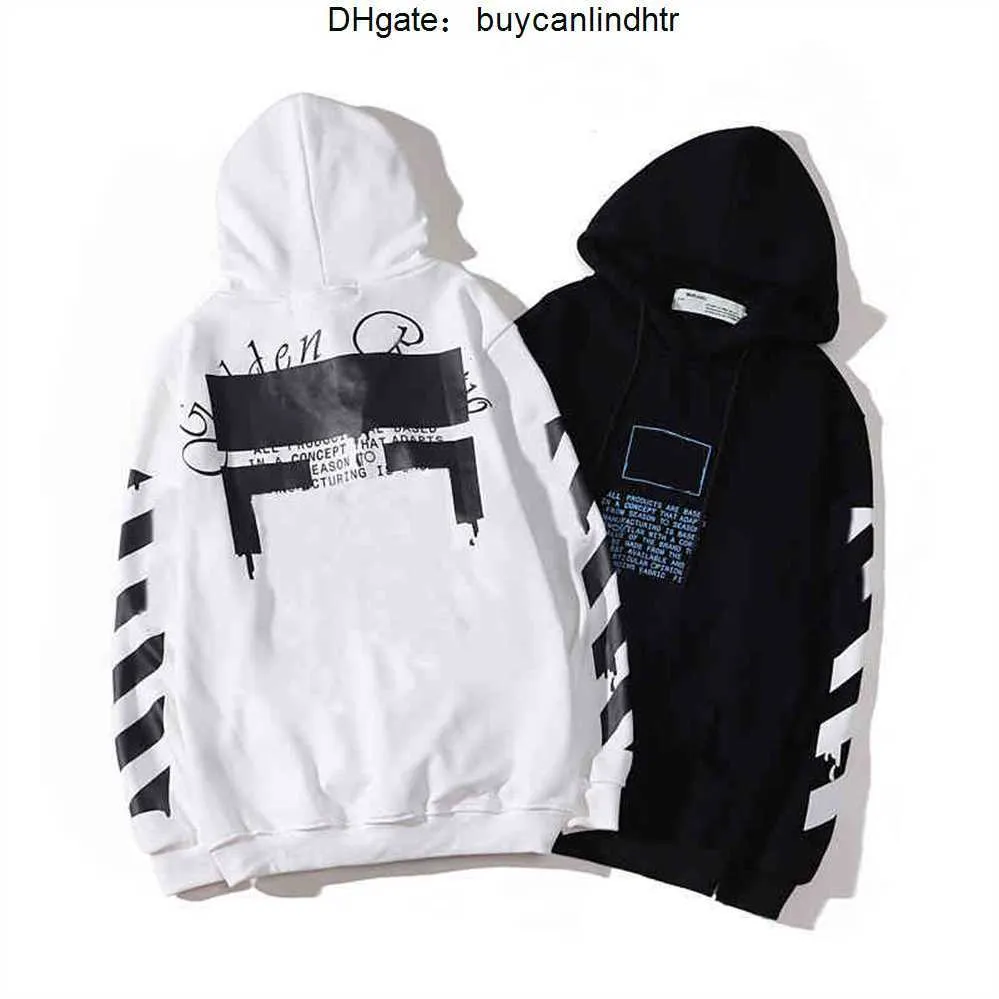 Offs Sweats à capuche pour hommes Sweatshirts 2023 Automne Sweat à capuche Marque Off Pull à capuche en plastique doré et couple de femmes Whiteoff Print Arrows X T-shirts blancs 7WYO