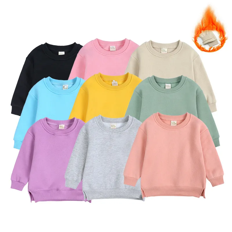 Felpe con cappuccio Felpe Autunno Inverno Essenziale Neonati maschi Ragazze Abbigliamento per bambini Capispalla in pile caldo Felpa solida Top per bambini Giacca Pullover 230905