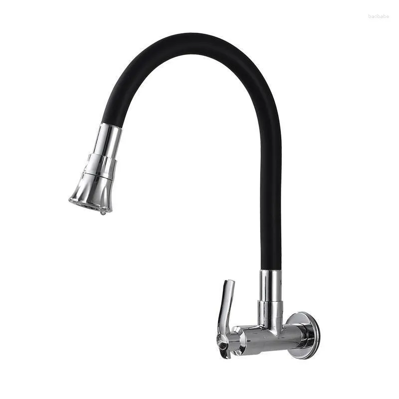 Kitchen Faucets Black Brushed Faucet Wall Mounted 2 Models &Cold Water Sink 360 Rotation Sprayer Tap Pvd Vacuum Electroplating