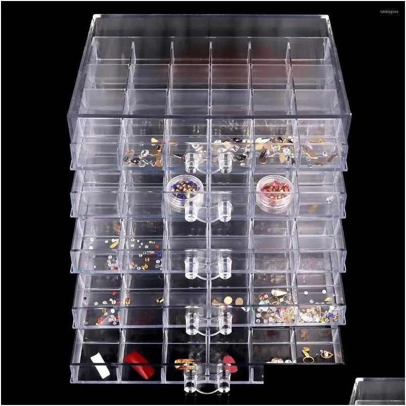 Lagringslådor BINS 120/72 RUTIDS Nagelkonstdekoration Tillbehör Rensa lådor Rhinestones Crystal Manicure Tool Display Rack der Case DHSJ9