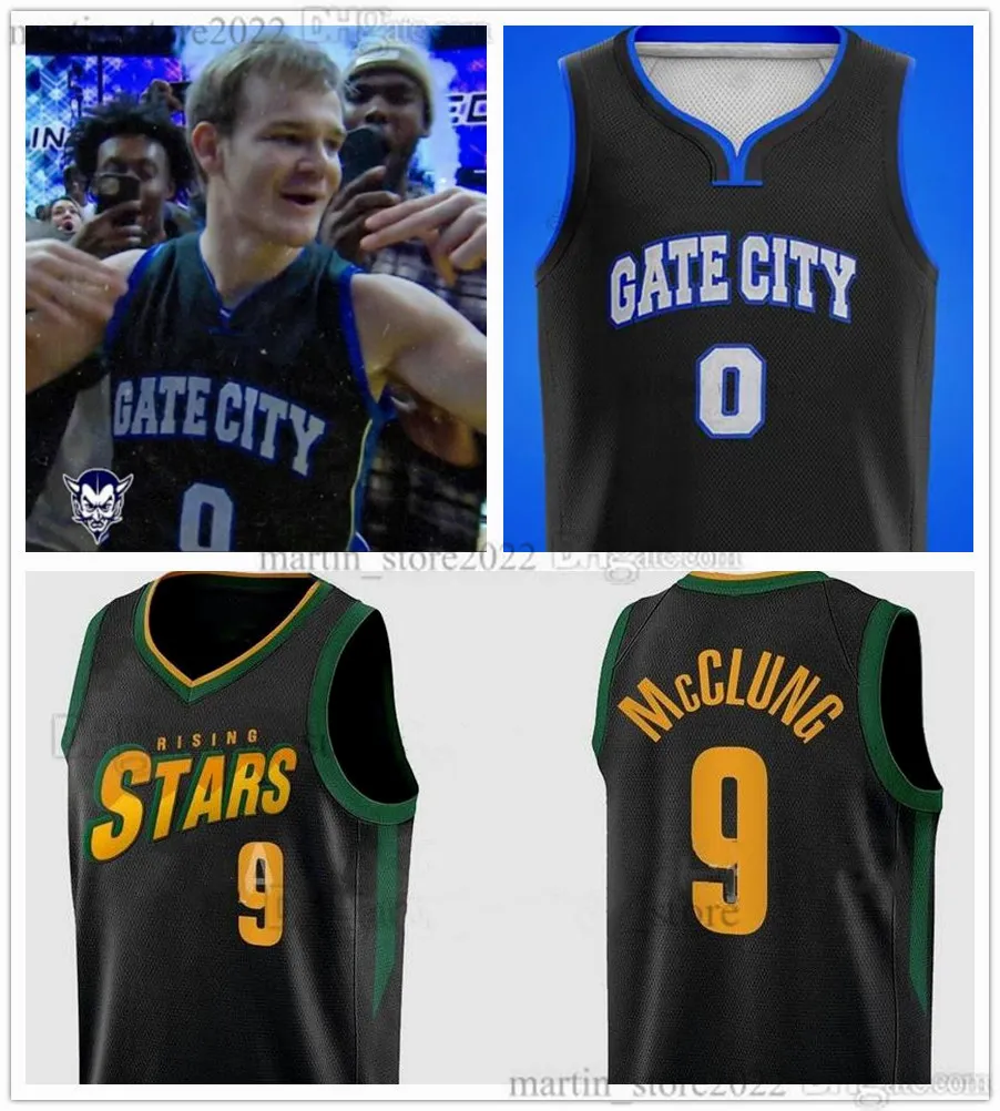 2023ライジングスターズバスケットボールジャージ9 Mac McClung Gate Black White City High School Shirds