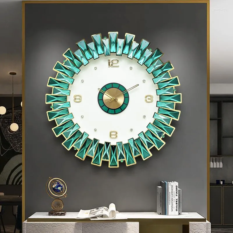 Horloges murales de luxe grande horloge en cristal salon maison silencieuse suspendue personnalité moderne décoration de chambre à coucher