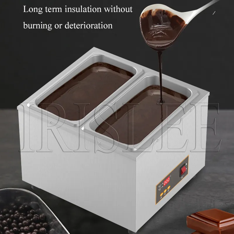 500 W Commerciële Chocolade Tempereermachine, Elektrische Roestvrijstalen Chocoladesmeltmachine, 12 Kg Capaciteit Verwarming Chocolade Smeltpot, 0-85 ℃ / 0-185 ℉ Verstelbaar, Voor Hotels,2cylinder