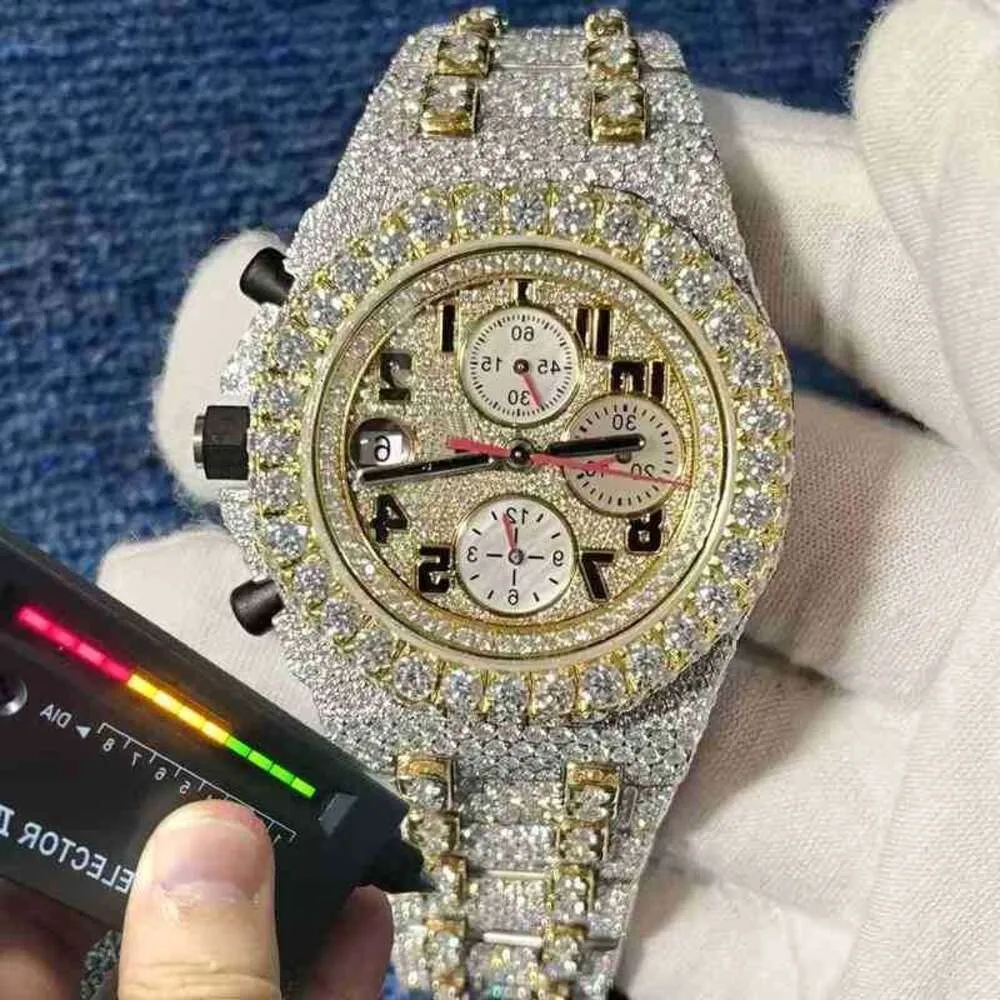 P5P2 20232023 Ny version Ston Watch Gold Sier Pass TT Mens VVS Diamonds Top Quality Automatic ETA Movement Luxury Iced Out 2-Tone