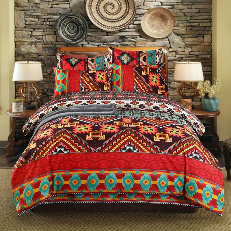 寝具は明るい幾何学的パターンボヘミアン民族誌トレンディなファッションシンプルさ4ピース3ピース230906