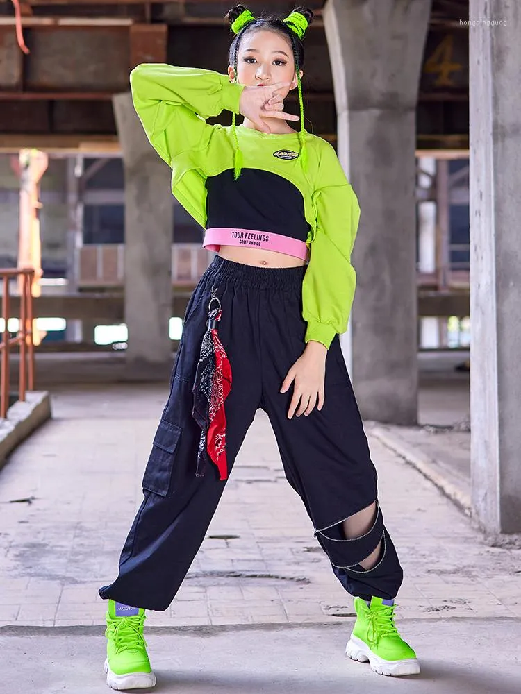 2023 Hip Hop Dance Costume For Girls Green Dance Crop Tops With