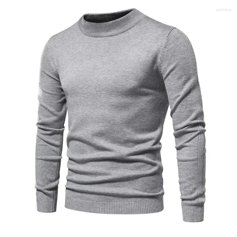 남자 스웨터 가을 겨울 두꺼운 따뜻한 스웨터 캐주얼 한 반 하이 목 목이 긴 소매 슬림 한 풀 오버 니트 꼭대기 바닥 셔츠