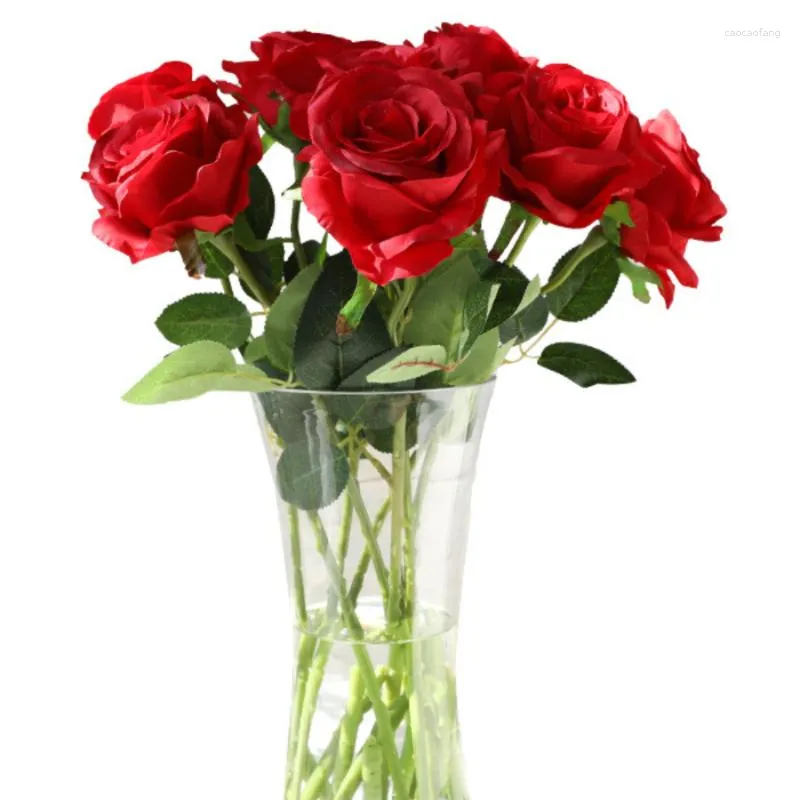 Dekorativa blommor 6st Artificial Rose Silk Tyg Alla hjärtans dag Flower Wedding Home Decoration