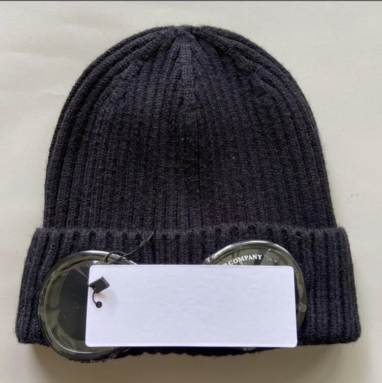 Şapka lüks beanie en kaliteli tasarımcı tasarımcı iki lens bardak gözlük, beanies erkekler cp örgü şapkalar kafatası kapakları açık kadınlar uniesex kış beanie siyah gri bonnet