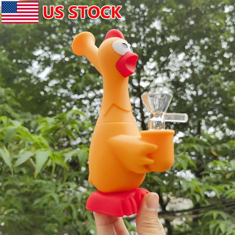 6.8 INCH Unbreakable Bong Hookah Screaming Chicken Smoking Water Pipe Bong+ Bowl