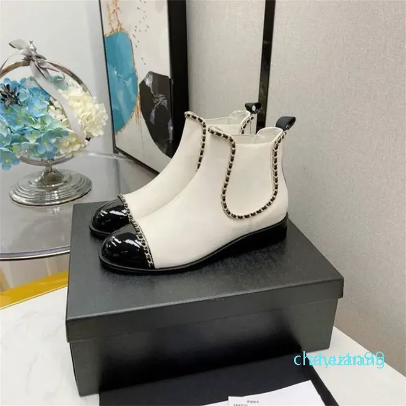 2023-Boots Fashion Thick Shoes Leather Splice Design Design Decorative Lacing