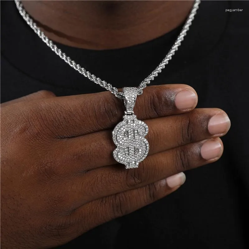 Chains Luxury Dollar Pendant Necklaces Men Hip Hop Jewelry Gold Long Chain Big Necklace Steampunk Cubic Zircon Statement Gift