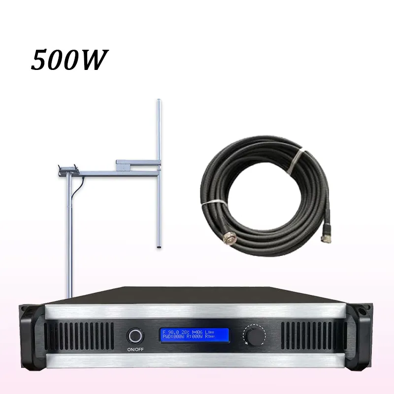 500W FM Transmitter+antenna+cable kit for 87.5-108MHz Broadcast Radio Station with Long Range