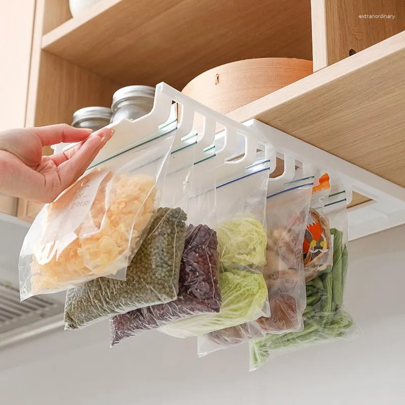 Armazenamento de cozinha saco selado saco rack organizador geladeira ajustável gaveta pendurada para armário geladeira