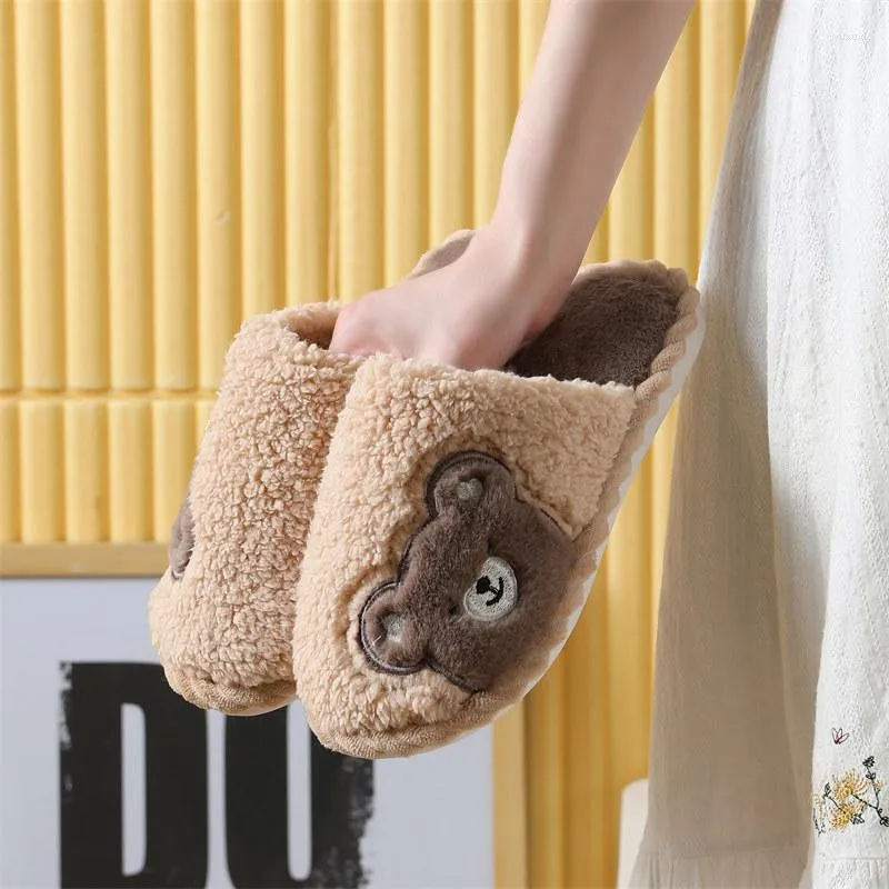Slippers Cute Bear For Women Winter Warm Cozy Animal Fluffy House