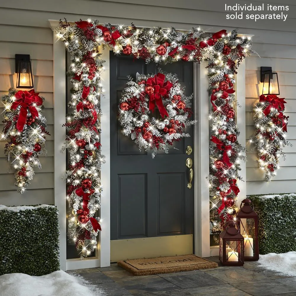 Other Event Party Supplies Christmas Decorations Christmas Wreath Rattan Set Wreaths For Doors year Decorations Flower Garland Outdoor Home Decor 230905
