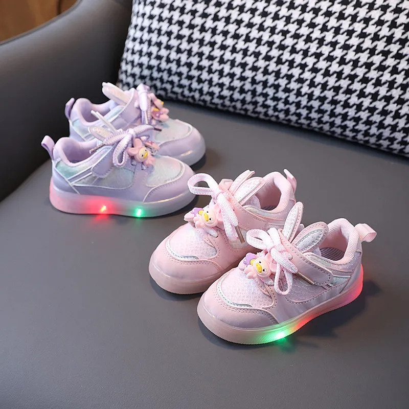 Botas Sepatu Led Anak anak Sneakers Bersinar untuk Balita Bayi Perempuan dengan Bercahaya Sol Terang 230905