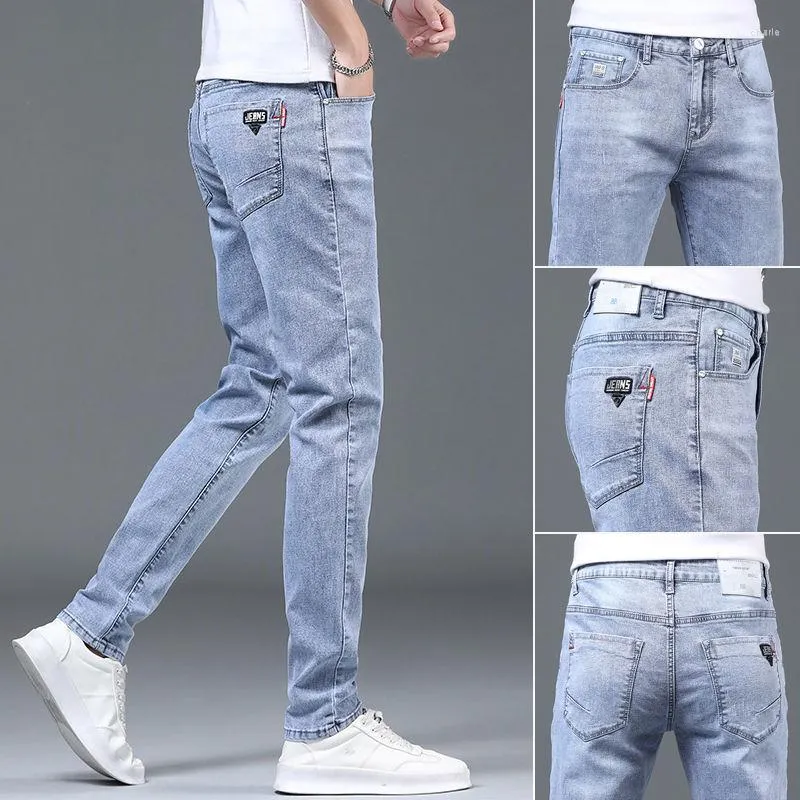 Jeans da uomo Estate Sottili High-end Blu Abiti firmati Uomo Skinny Boyfriend Pantaloni lavati 2023 Casual Cowboy Youth Pantaloni lunghi